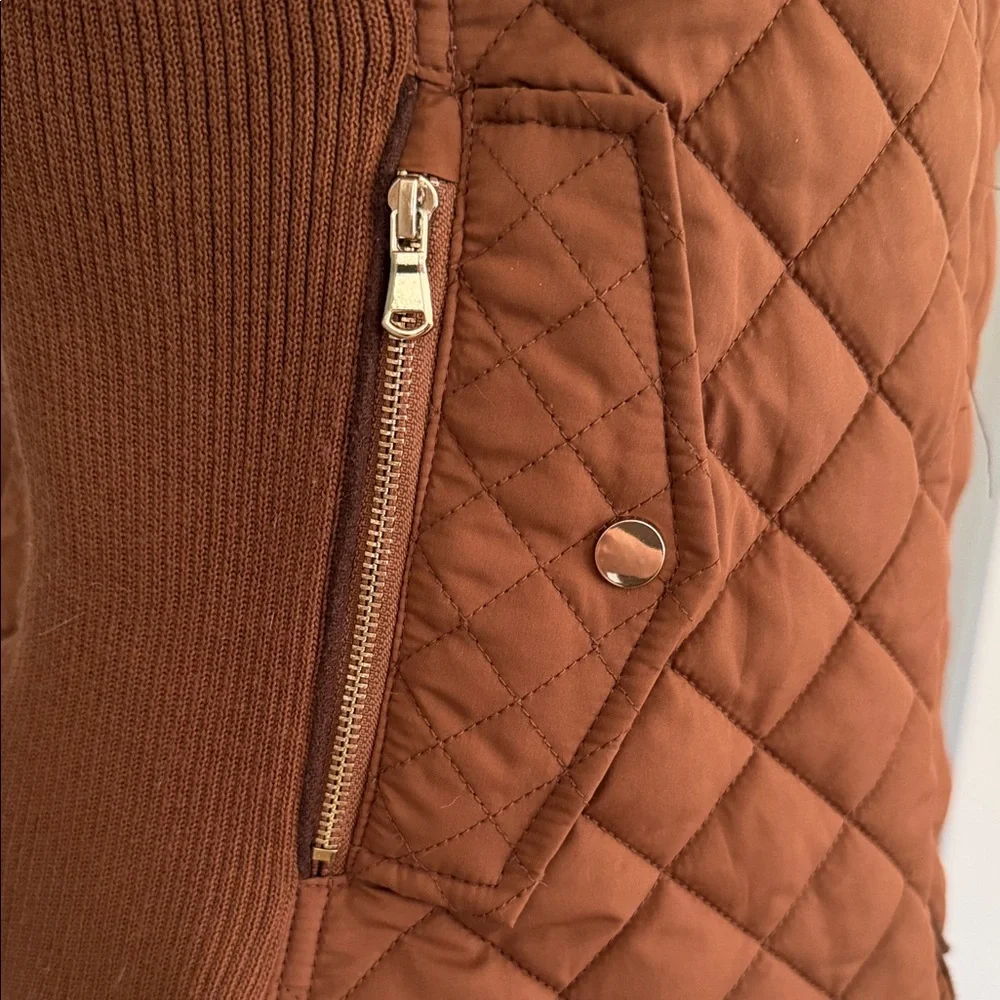 Abella Quilted Carmel Brown Equestrian Look Vest - Picture 3 of 9